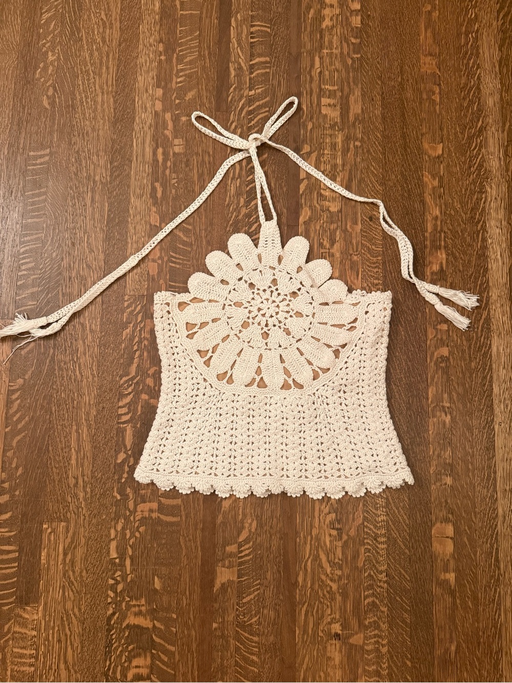 Alexis White Crochet Halter Top- size large